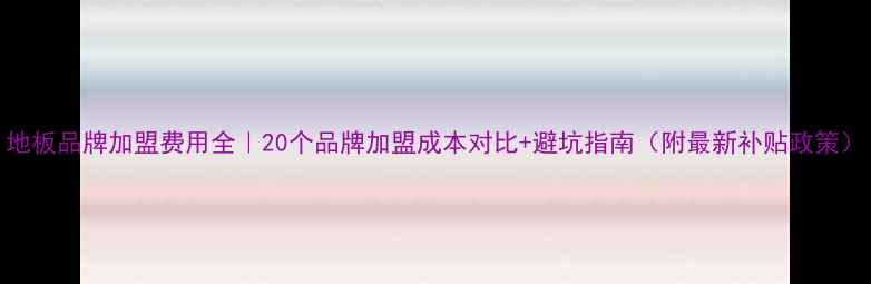 图片 地板品牌加盟费用全｜20个品牌加盟成本对比+避坑指南（附最新补贴政策）