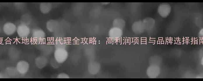 图片 复合木地板加盟代理全攻略：高利润项目与品牌选择指南