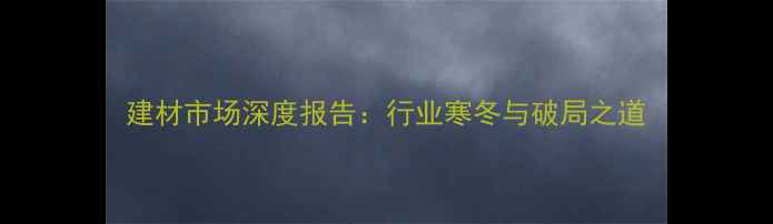 图片 建材市场深度报告：行业寒冬与破局之道